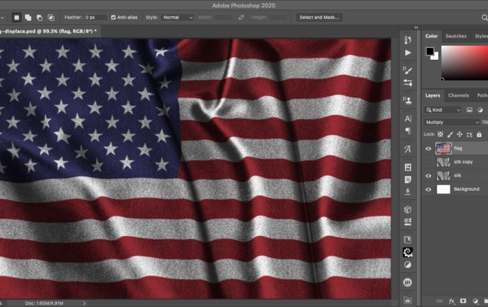A screen shot of the rippled flag we're creating in this Photoshop tutorial